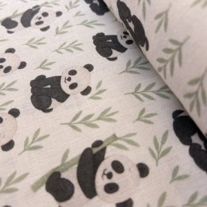 Algodón estampado · pandas entre bambú