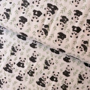 Algodón estampado · pandas entre bambú · detalle 2