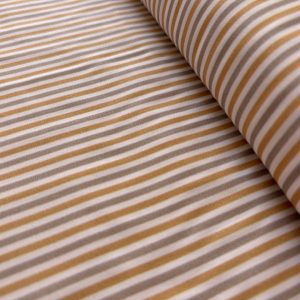 Algodón estampado · rayas mostaza y beige