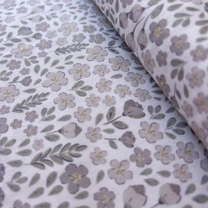 Algodón estampado · flores malva