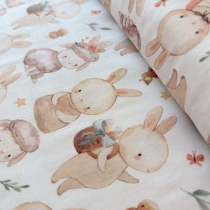 Algodón estampado · conejitos en acuarela