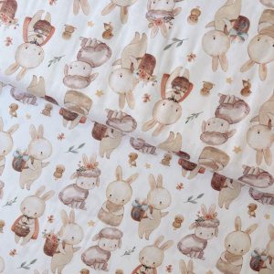 Algodón estampado · conejitos en acuarela · detalle 2