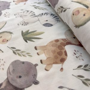 Algodón estampado · animales de la selva