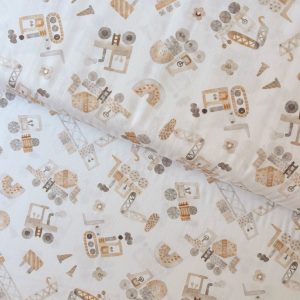 Algodón estampado · vehículos de obra · detalle 2