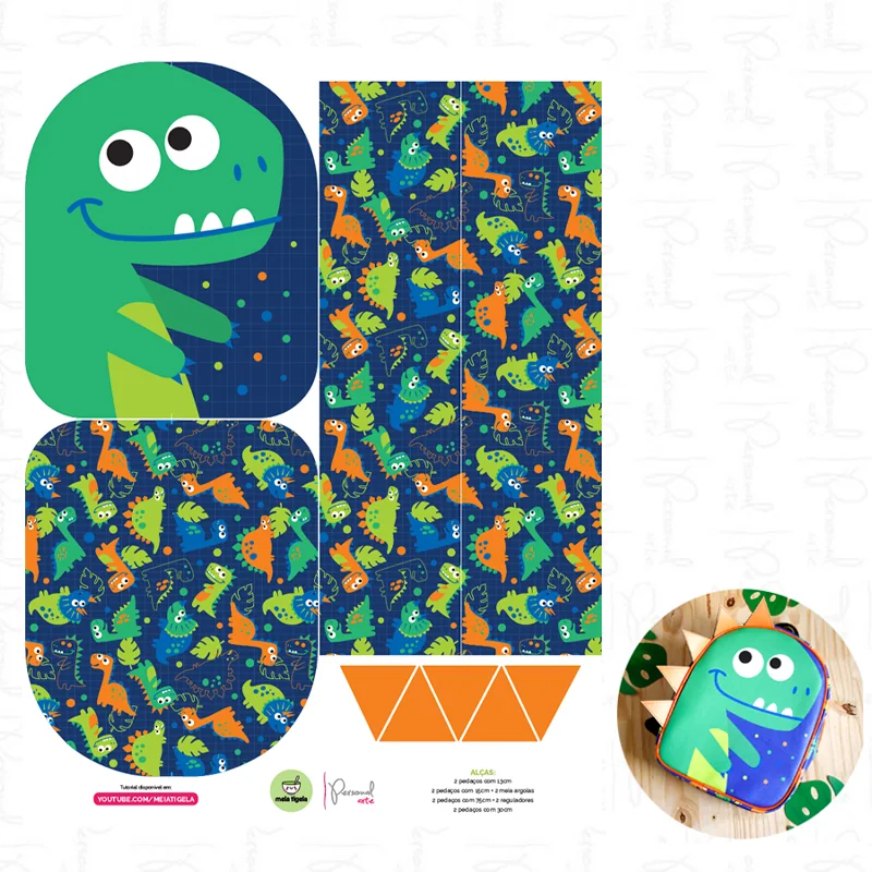Panel de polipiel para mochila mediana · dinosaurio - Imagen 4
